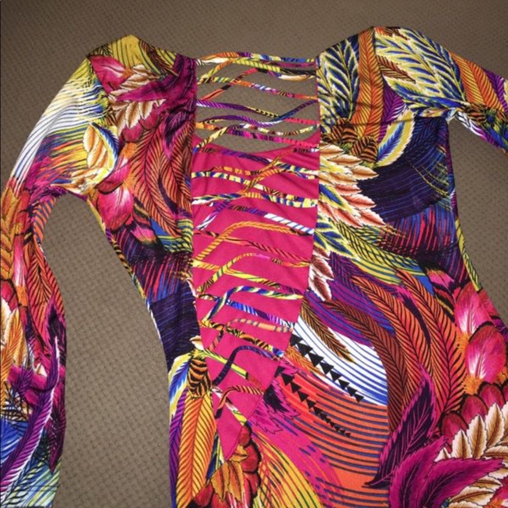 Multi Colored Long Dress With High Split - image 2